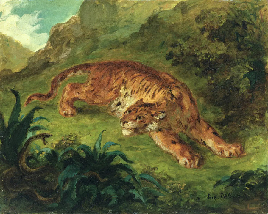 Tigre effrayé par un serpent - Eugène Delacroix