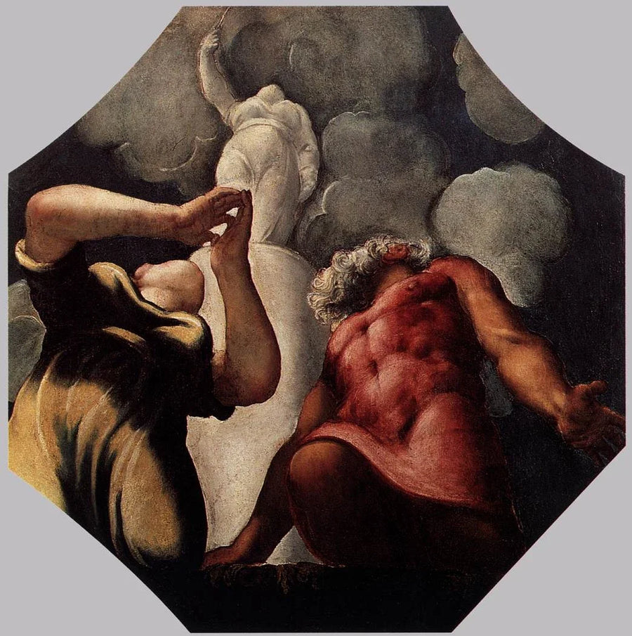 Deucalion and Pyrrha Praying before the Statue of the Goddess Themis - Le Tintoret