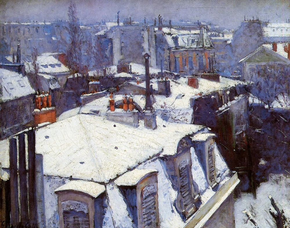 Reproduction du tableau « Toits enneigés - Gustave Caillebotte » par Alpha Reproduction en peinture à l’huile