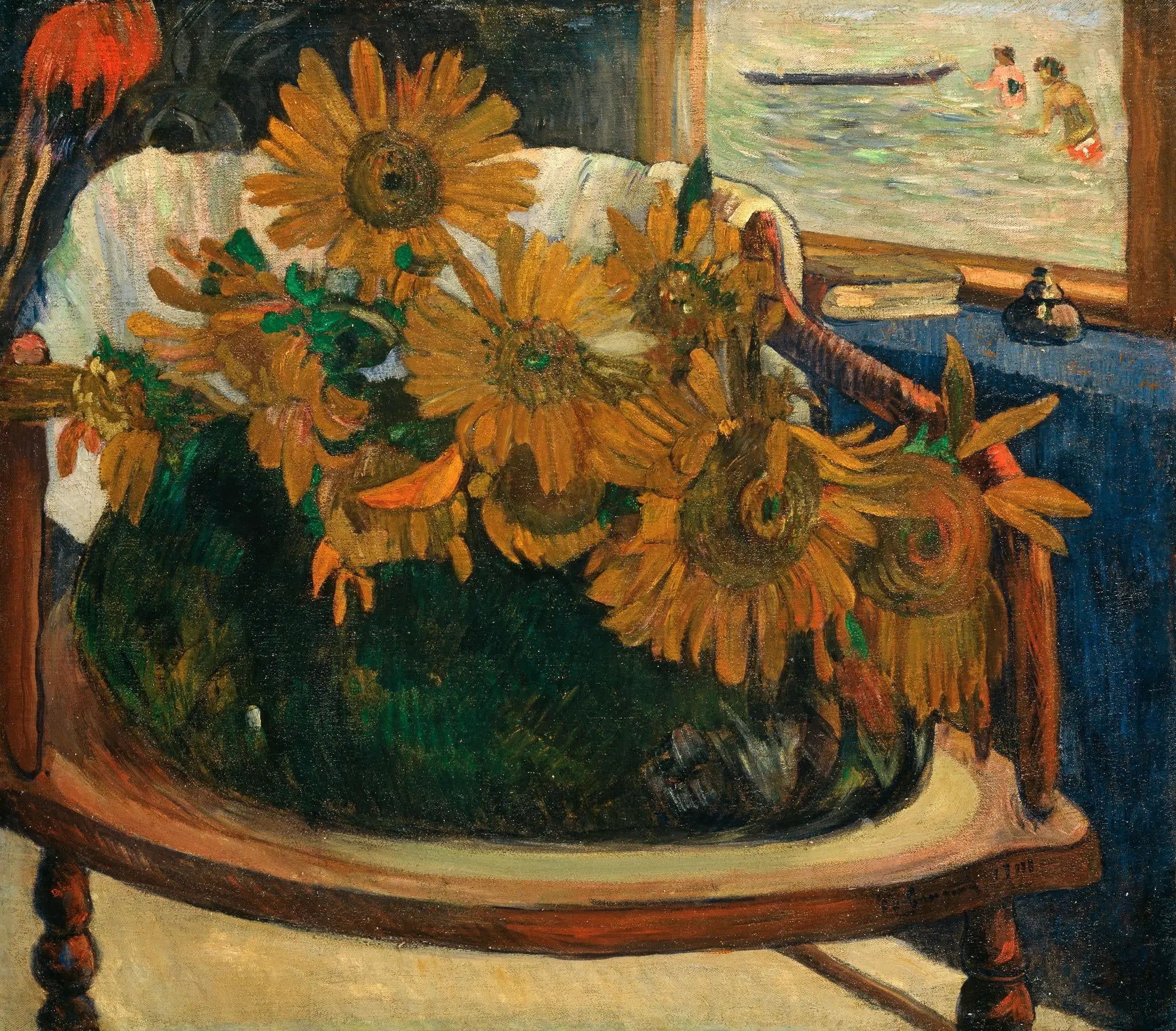 Reproduction du tableau « Tournesols sur un fauteuil - Paul Gauguin » par Alpha Reproduction en peinture à l’huile