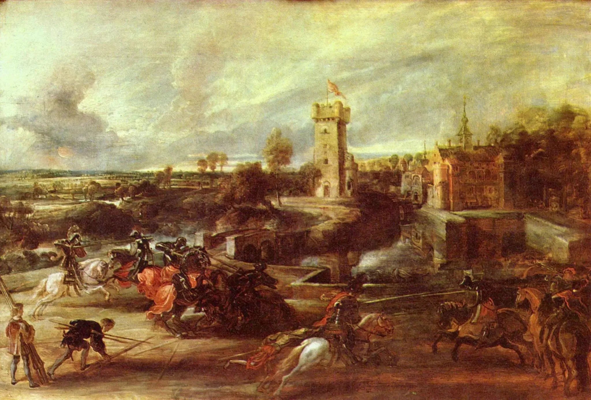 Tournoi près des fosses du château de Steen - Peter Paul Rubens image 1 tableau peint à l’huile sur toile