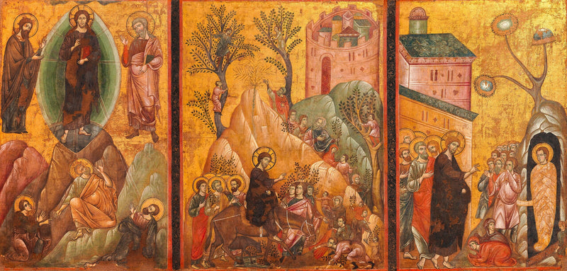 Transfiguration, Entrée du Christ à Jérusalem et Résurrection de Lazare - Guido da Siena