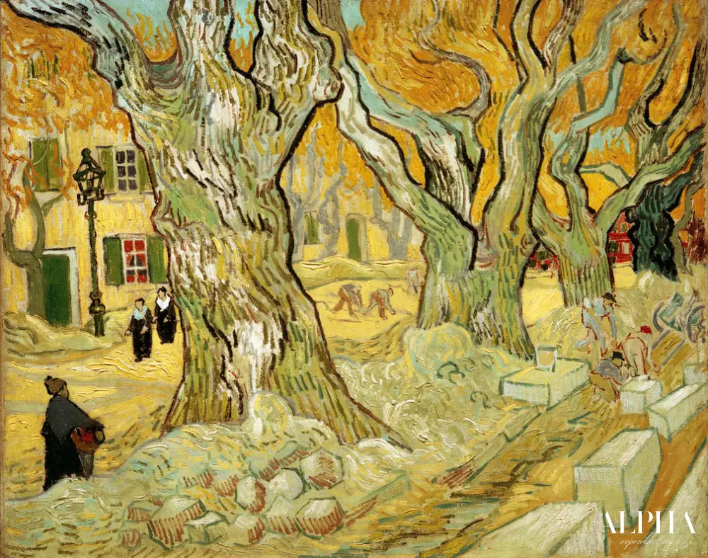 Travaux de voirie à Saint-Remy - Van Gogh - Reproductions de tableaux et peintures haut de gamme