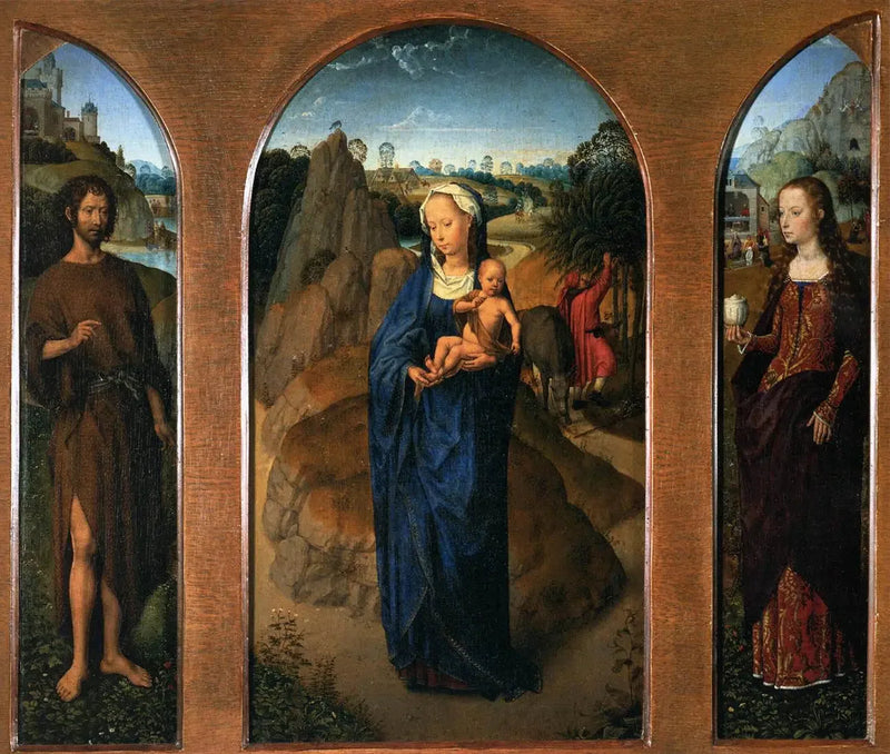 Triptyque avec le repos pendant la fuite en Égypte - Hans Memling