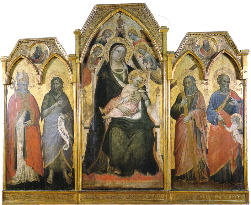Triptyque de la Vierge à l'Enfant en majesté entouré de quatre saints - Spinello Aretino