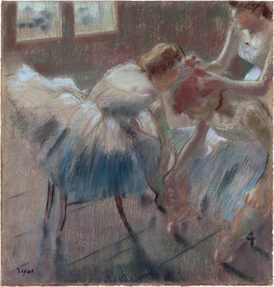 Trois danseurs se préparent pour le cours - Edgar Degas