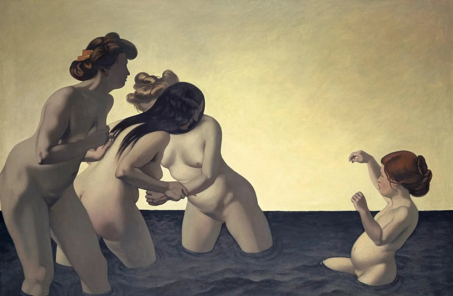 Trois femmes et une petite fille jouant dans l'eau - Félix Vallotton