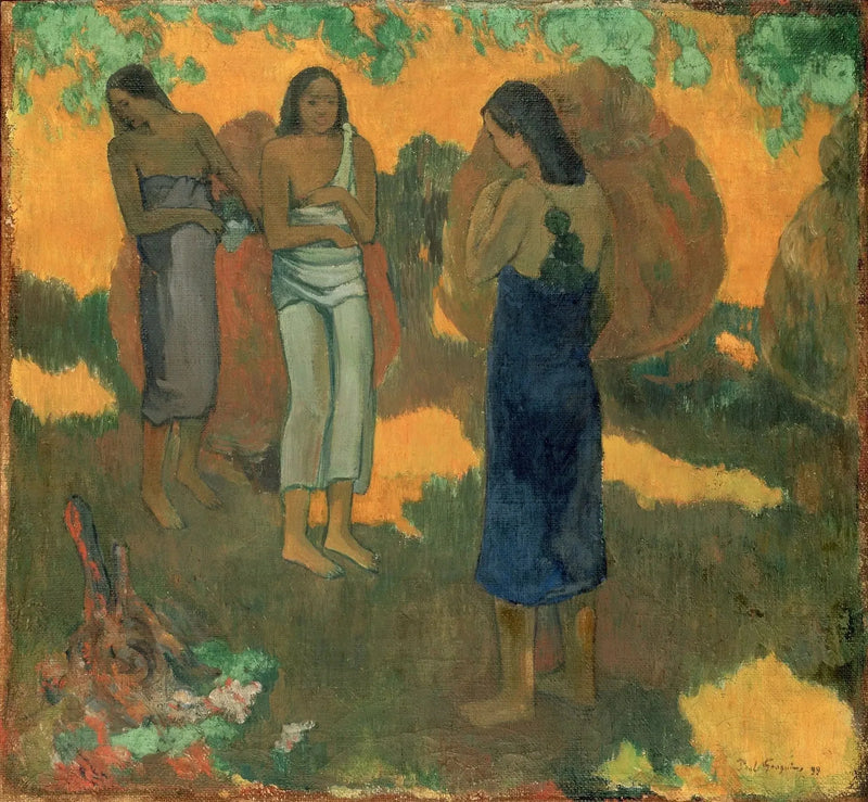 Trois Tahitiennes sur fond jaune - Paul Gauguin