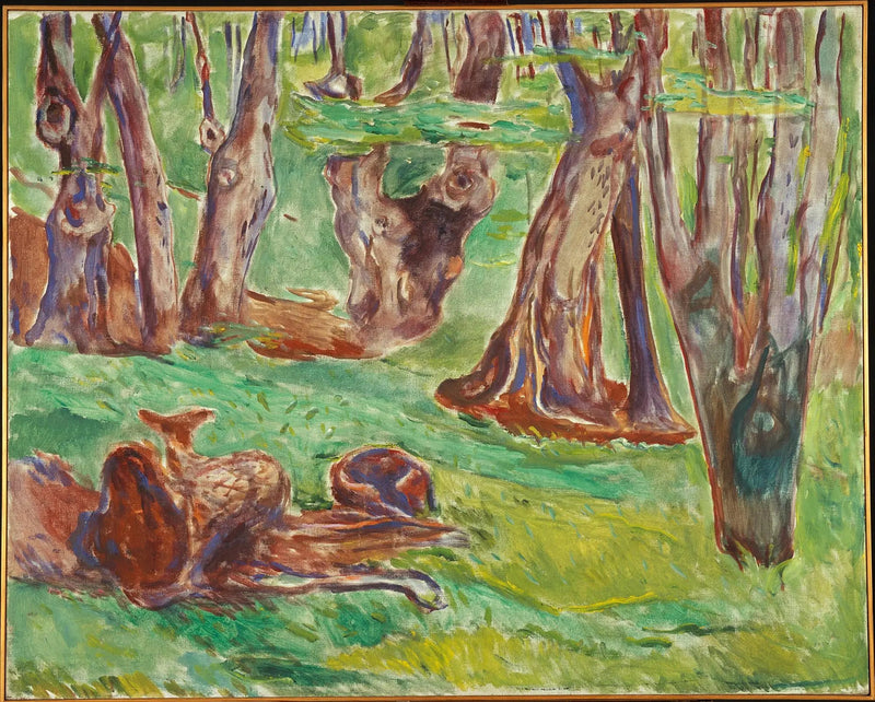 Troncs d'arbres rugueux en été - Edvard Munch