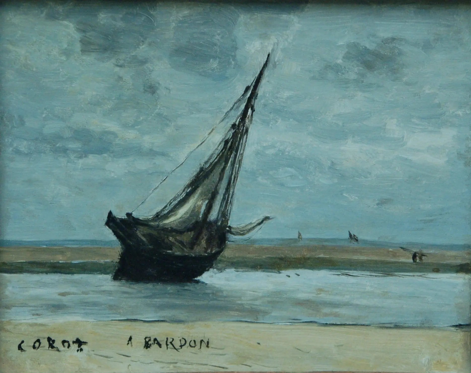 Trouville. Bateau échoué dit Bateau de pêche à marée basse - Jean-Baptiste Camille Corot - Alpha Reproduction
