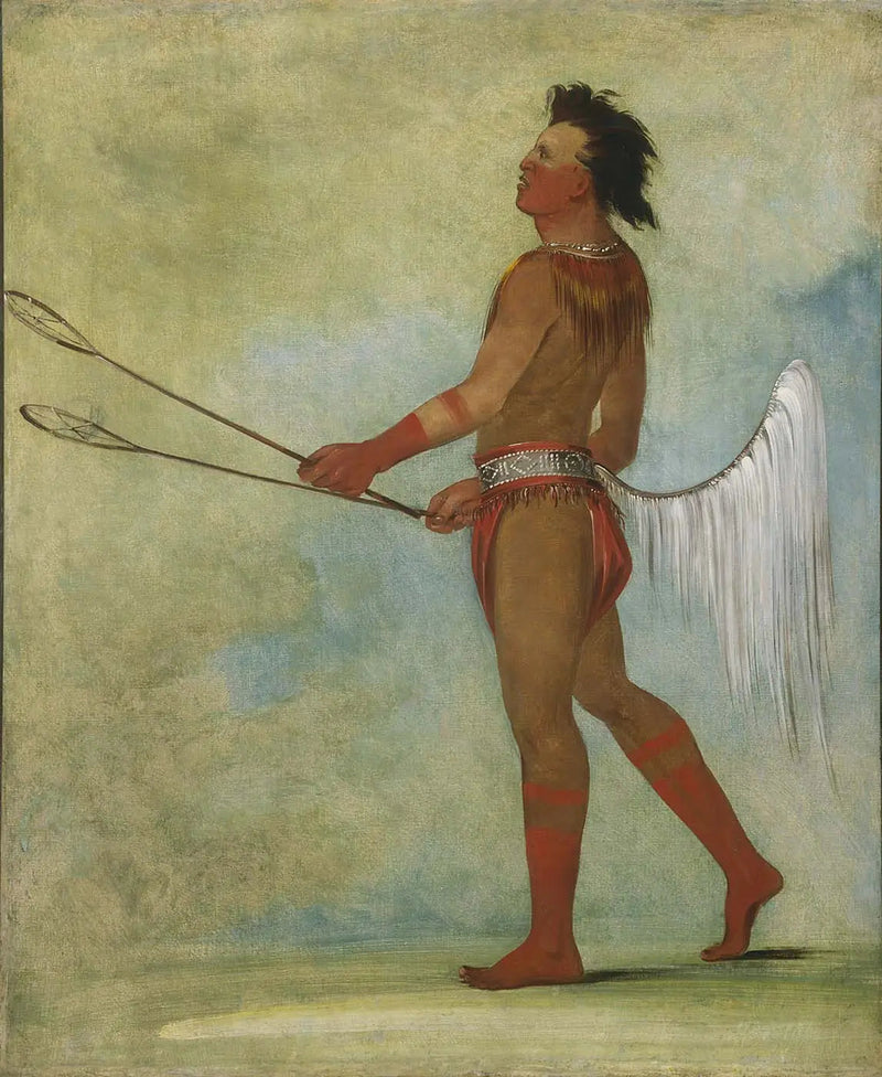 Tul-lock-chísh-ko, boit le jus de la pierre, en tenue de joueur de balle - George Catlin