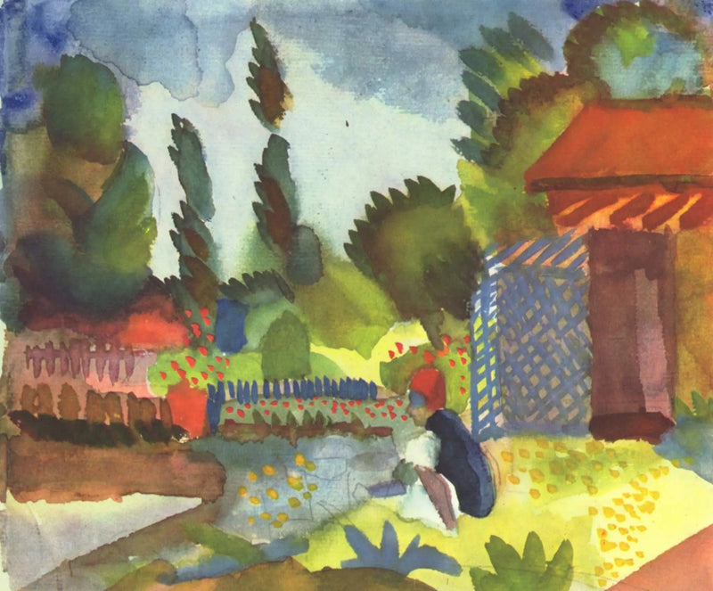 Tunislandschaft mit sitzendem Araber - August Macke