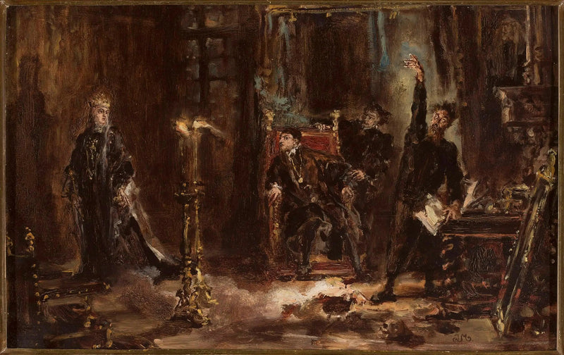 Twardowski invoquant l'esprit de Barbara pour Sigismond Auguste, croquis - Jan Matejko