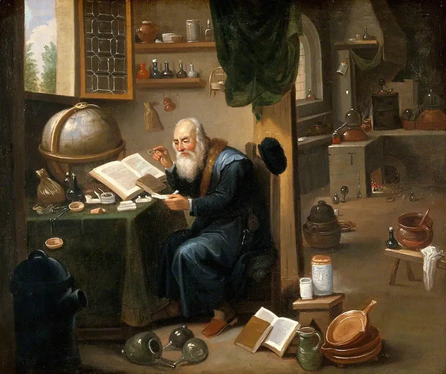 Un alchimiste dans son laboratoire. - David Teniers le Jeune