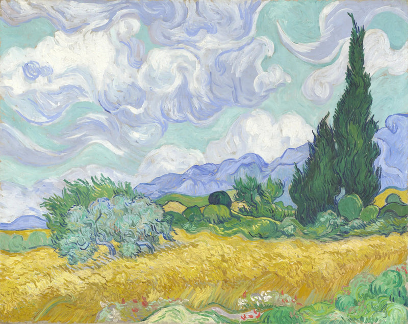 Un champ de blé avec des cyprès - Vincent van Gogh