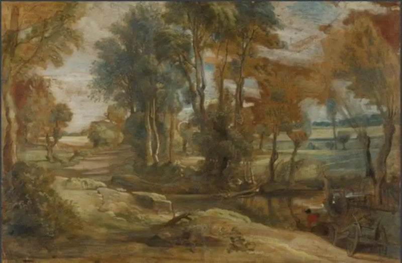 Un chariot traversant un ruisseau à gué - Peter Paul Rubens