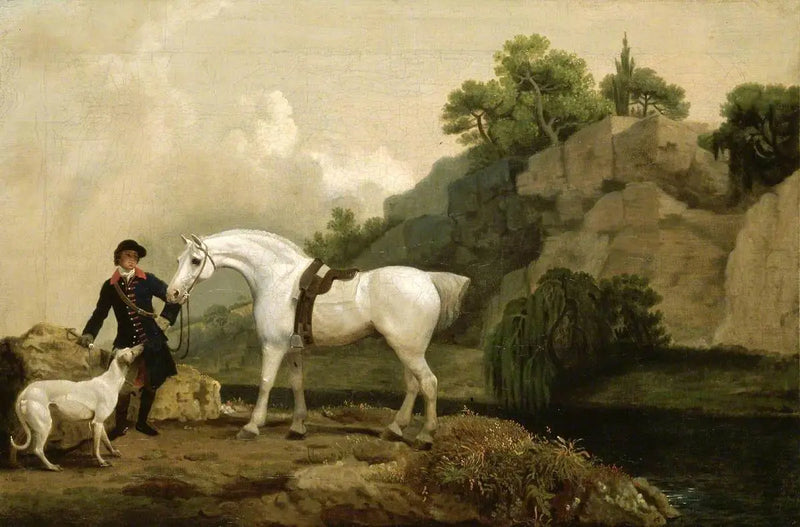Un chasseur de lévriers avec un palefrenier et un lévrier à Creswell Crags - George Stubbs