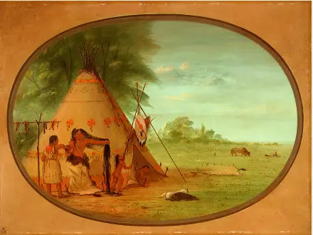 Un chef corbeau à sa toilette - George Catlin - Alpha Reproduction