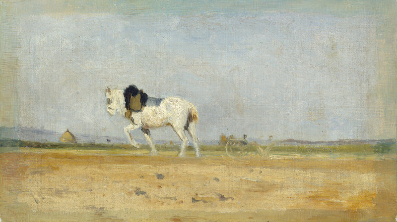 Un cheval de labour dans un champ - Stanislas Lépine