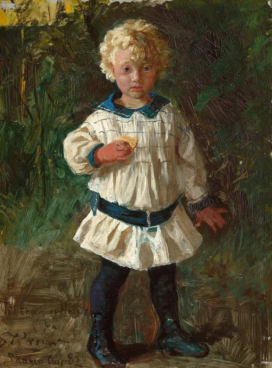 Un garçon blond. Portrait de Jens Drachmann. - Peder Severin Krøyer