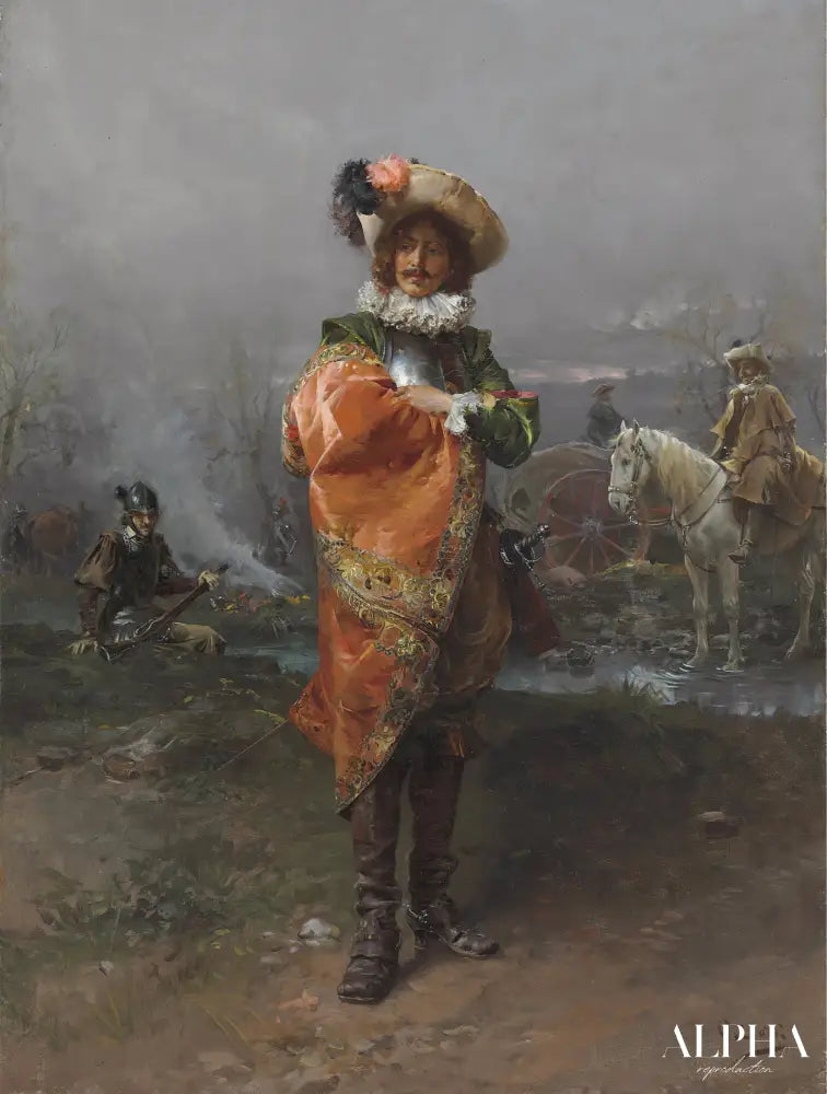 Un gentilhomme au manteau - Cesare-Auguste Detti Reproductions de tableaux à la peinture à l’huile