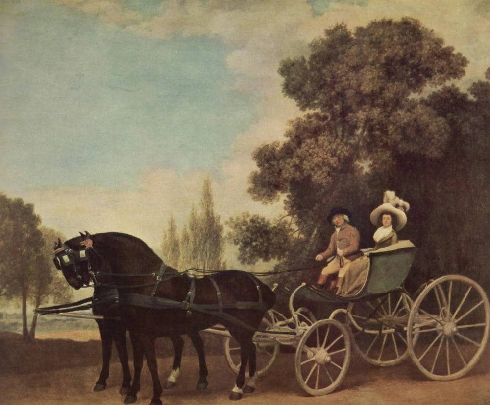 Un gentleman conduisant une dame dans une phaéton - George Stubbs image 1 tableau peint à l’huile sur toile