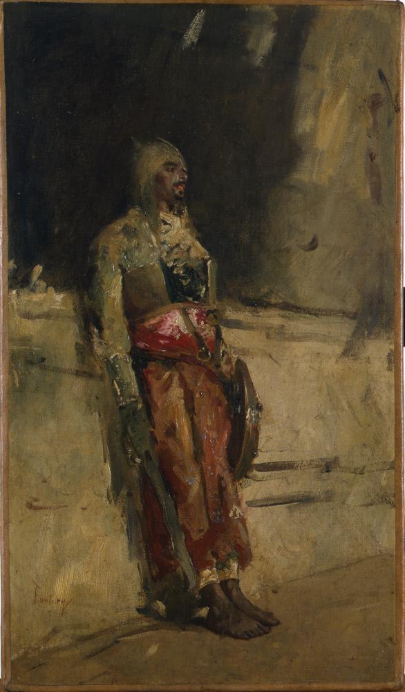 Un guerrier arabe - Mariano Fortuny Marsal image 1 copie peinte à la main à l’huile