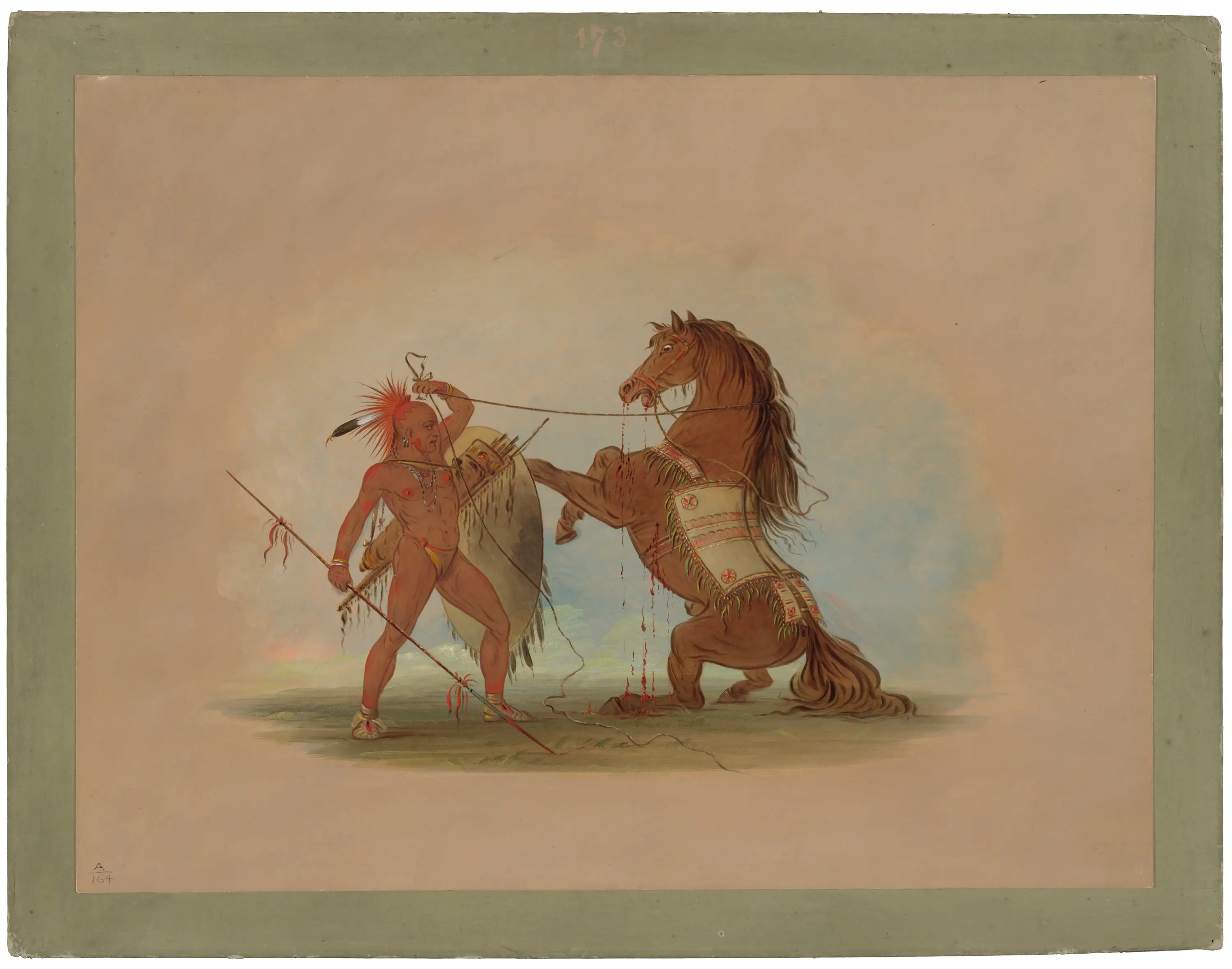 Un guerrier Pawnee sacrifiant son cheval préféré - George Catlin - Alpha Reproduction