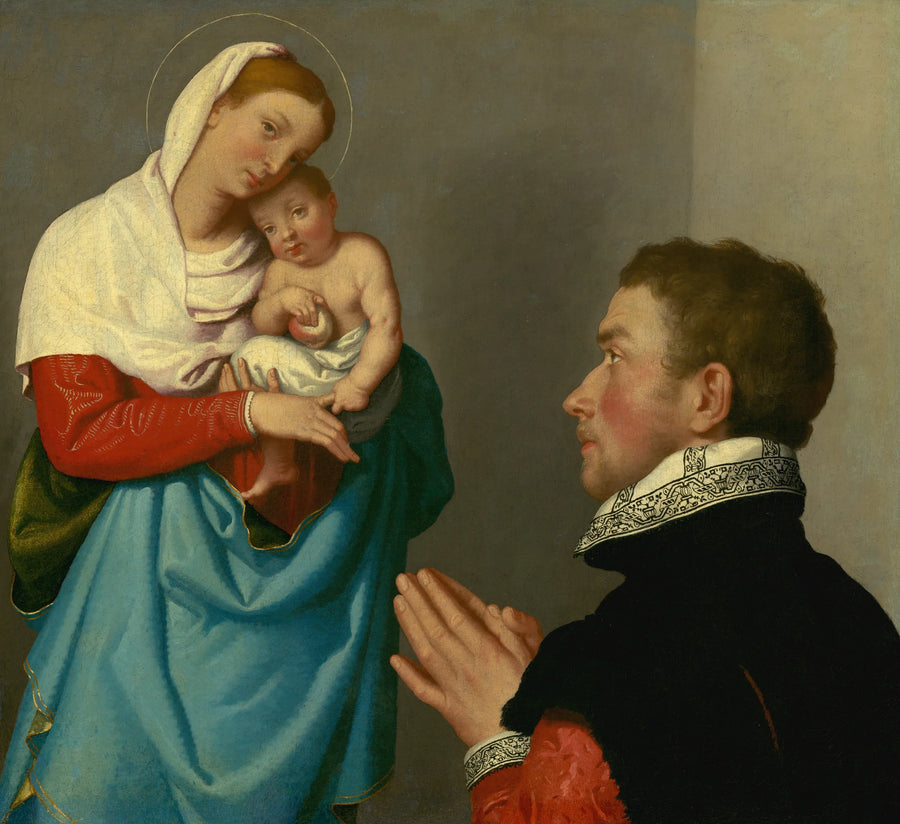 Un homme en adoration devant la Vierge Marie - Giovanni Battista Moroni