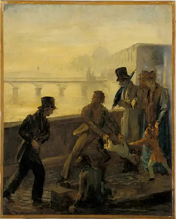 Un homme jetant son chien à l'eau - Honoré Daumier