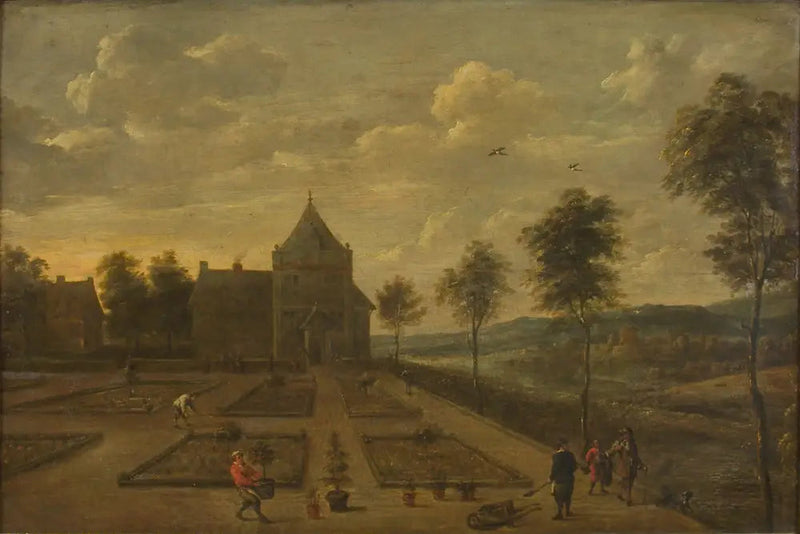 Un jardin devant une maison de campagne - David Teniers le Jeune