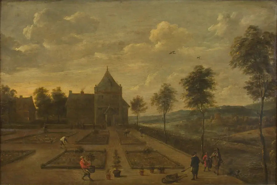 Un jardin devant une maison de campagne - David Teniers le Jeune