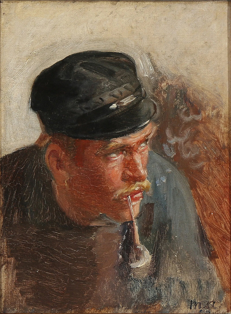Un jeune pêcheur qui fume la pipe. - Michael Peter Ancher