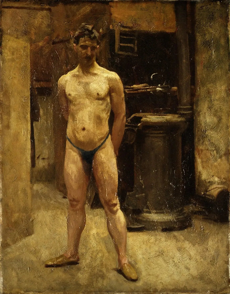 Un mannequin masculin debout devant un poêle - John Singer Sargent