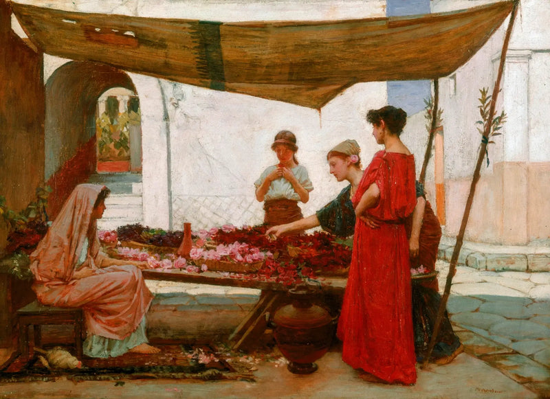Un marché aux fleurs grec - John William Waterhouse
