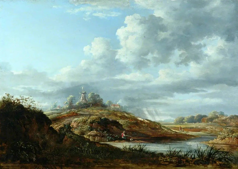 Un moulin à vent au-dessus d'une rivière - John Constable
