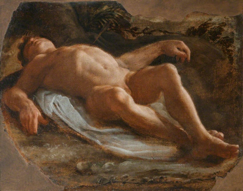 Un nu masculin allongé (fragment) - Annibale Carracci