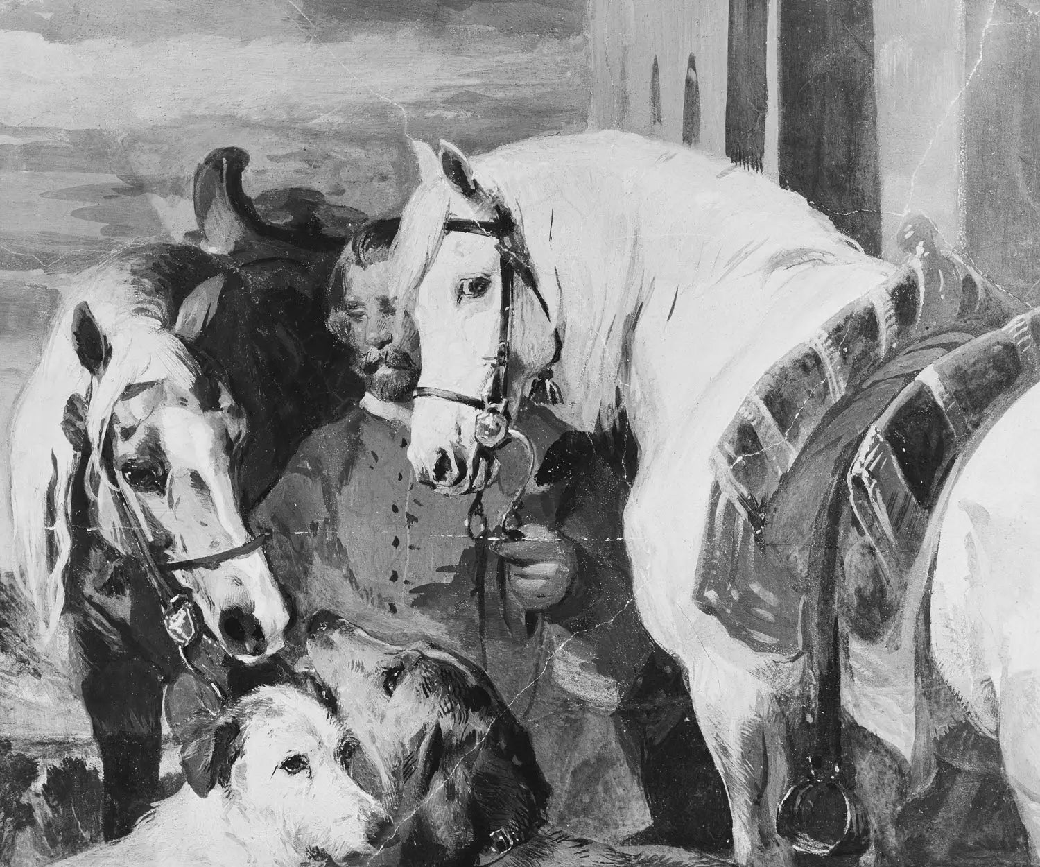 Un palefrenier avec des chevaux et des chiens - Edwin Henry Landseer - Alpha Reproduction