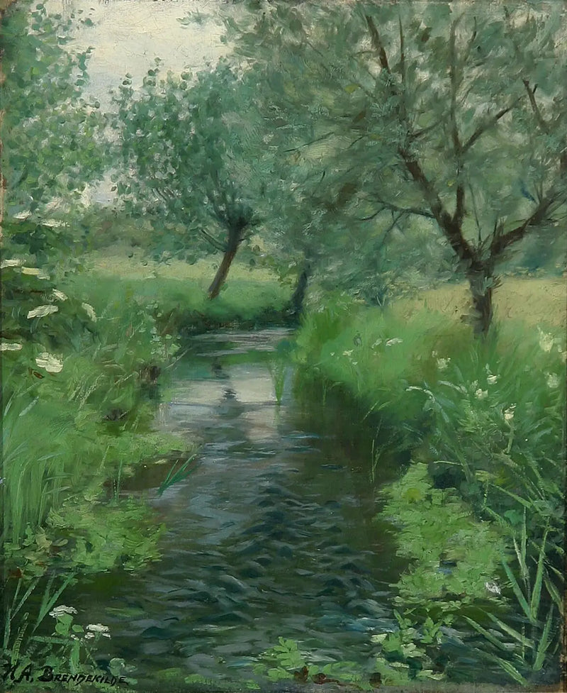 Un paysage avec un ruisseau. - H. A. Brendekilde