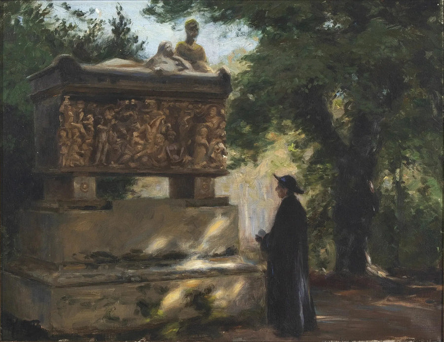 Un prêtre catholique devant un sarcophage - H. A. Brendekilde