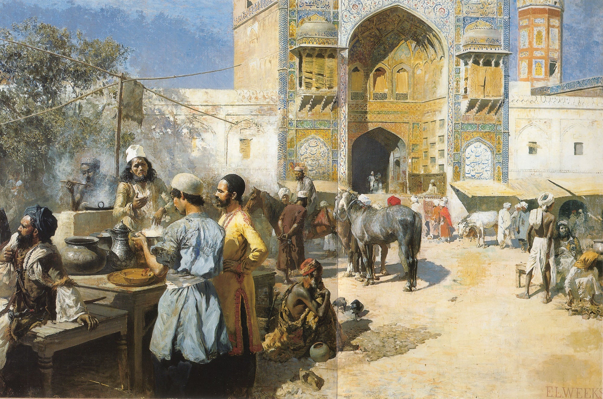 Un restaurant en plein air, Lahore - Edwin Lord Weeks