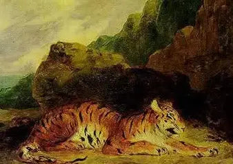 Un tigre près de sa tanière - Eugène Delacroix