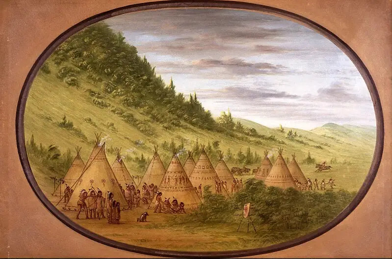 Un village ojibbeway de tentes en peau - George Catlin - Alpha Reproduction