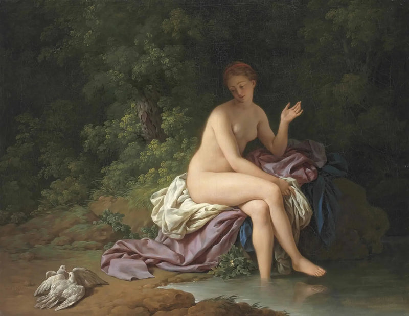 Une Baigneuse qui regarde deux Colombes se caresser - Louis Jean François Lagrenée