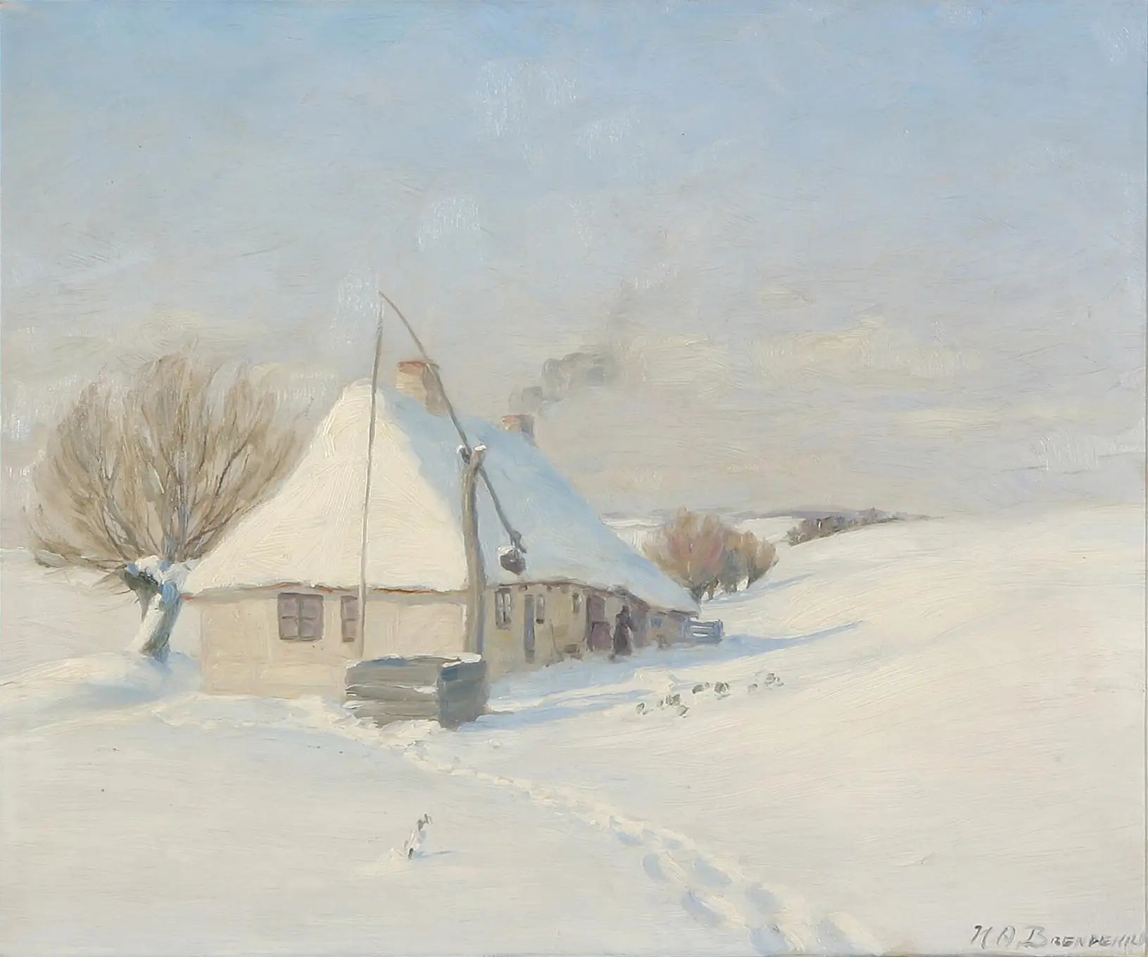 Une claire journée d’hiver. Hørby Mark sur Funen. - H. A. Brendekilde - Alpha Reproduction