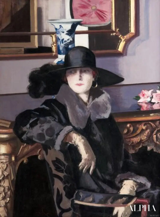 Une dame en noir - Francis Cadell - Reproductions de tableaux et peintures haut de gamme