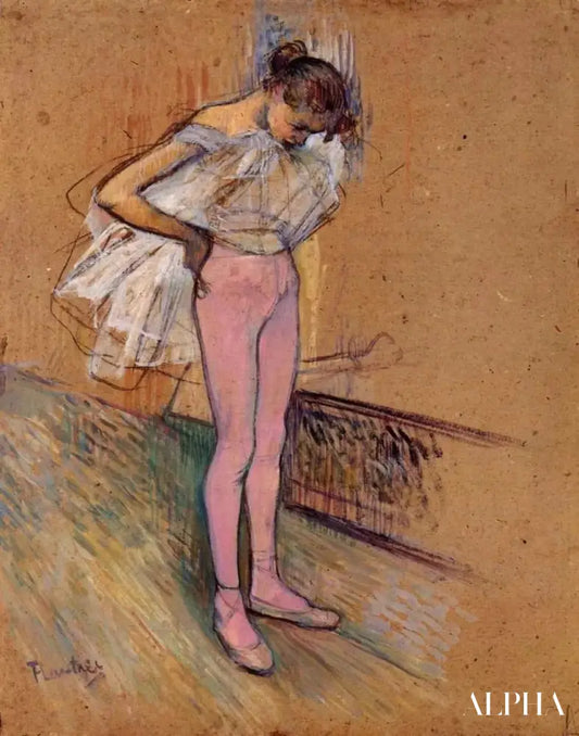 Une danseuse ajustant son justaucorps - Toulouse Lautrec - Reproductions de tableaux et peintures haut de gamme