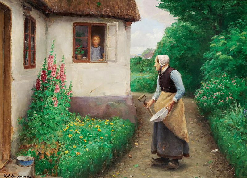 Une discussion matinale. - H. A. Brendekilde