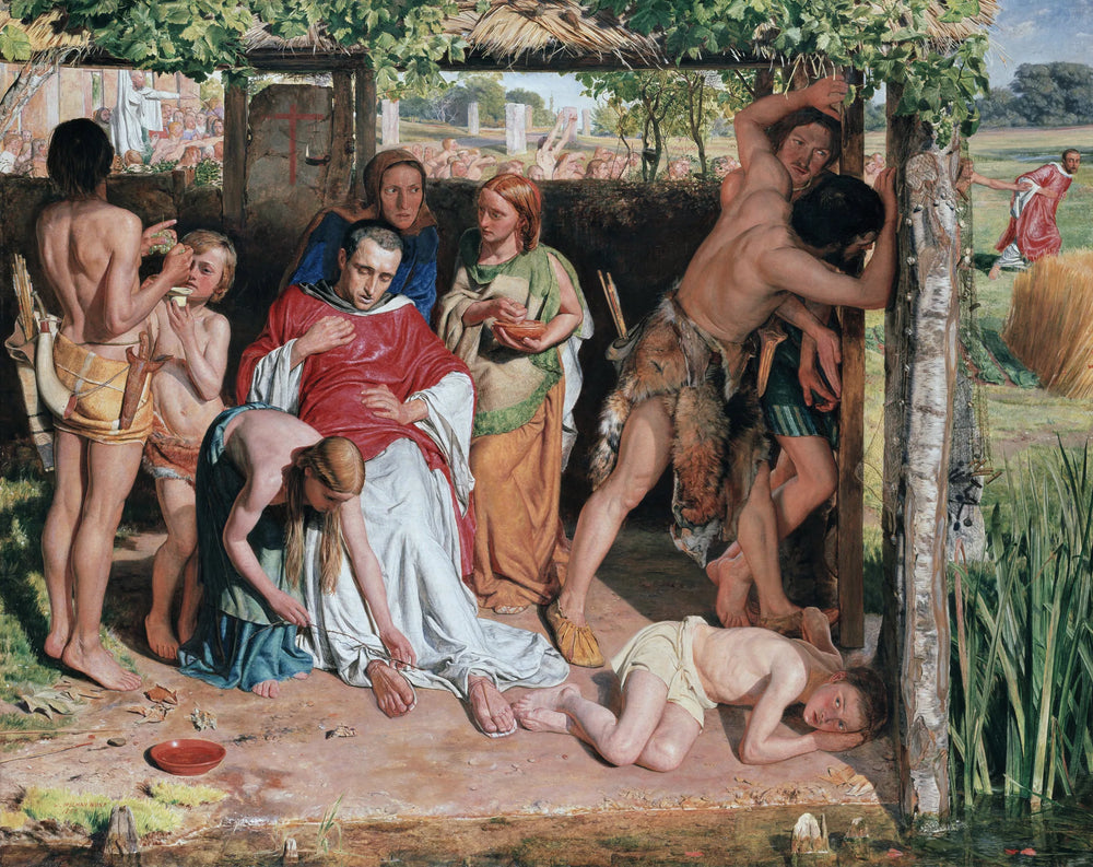 Une famille britannique convertie abrite un missionnaire chrétien persécuté par les druides - William Holman Hunt image 1 copie peinte à la main à l’huile