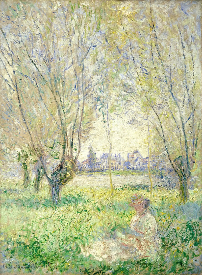 Une femme assise sous les saules - Claude Monet